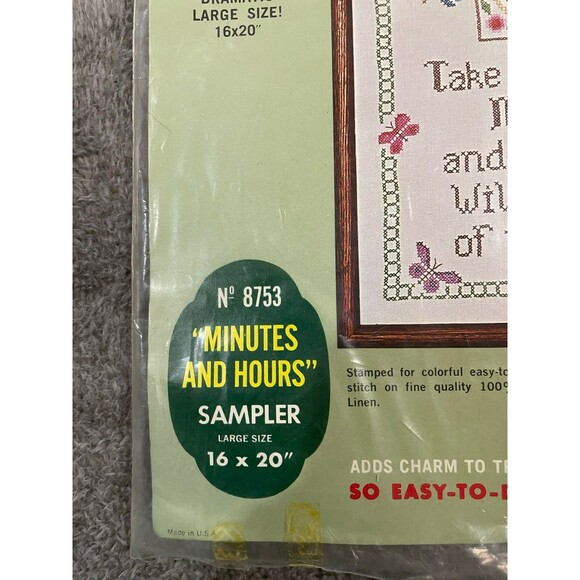Bucillas Needlework Kit 16" x 20" No. 8753 Minutes and Hours Large Size Sampler - Picture 5 of 7